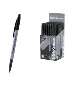 ErichKrause Slender Stick Grey Boligrafo con Capuchon - Punta de Aguja 0.7mm - Cuerpo Opaco Gris - Trazo 0.26mm - Tinta de