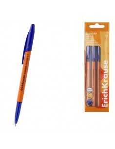ErichKrause Slender Stick Orange Pack de 4 Boligrafos con Capuchon - Punta de Aguja 0.7mm - Cuerpo Opaco Naranja - Trazo