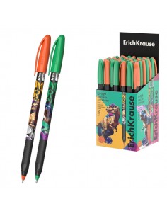 ErichKrause U-109 Stick and Grip Dino Art Boligrafo con Capuchon - Modelos Surtidos - Trazo 0.3mm - Zona de Agarre de Goma -