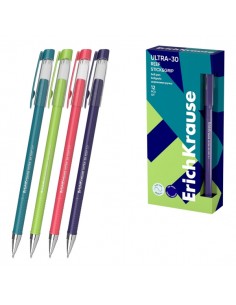 ErichKrause ULTRA-30 Stick and Grip Reef Boligrafo con Capuchon - Modelos Surtidos - Trazo 0.26mm - Zona de Agarre de Goma -