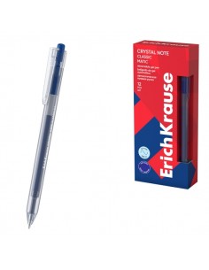 ErichKrause Crystal Note Matic Classic Boligrafo Retractil - Punta de 0.5mm - Trazo 0.4mm - Color Azul
