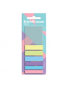 ErichKrause Pastel Pack de 7 Blocs de 20 Marcadores de Pagina - Reposicionables - Plastico - 3 Formatos Diferentes - Colores