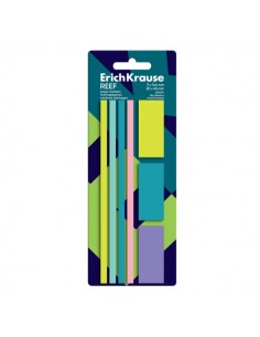 ErichKrause Reef Pack de 7 Blocs de 20 Marcadores de Pagina - Reposicionables - Plastico - 2 Formatos Diferentes - Colores