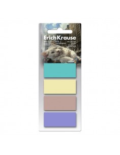 ErichKrause Big City Cats Pack de 4 Blocs de 20 Marcadores de Pagina - Reposicionables - Plastico - 20x45mm - Colores Surtidos