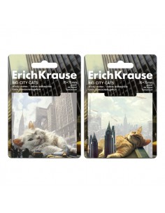 ErichKrause Big City Cats Bloc de 50 Notas Adhesivas Reposicionables - Papel de 75g m2 - 75x75mm - Pegamento a Base de Agua -
