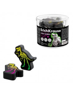ErichKrause Dino Hobby Goma de Borrar - PVC Ecologico - No Deja Residuos - No Rasga el Papel - Colores Surtidos