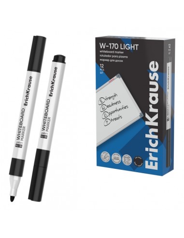 ErichKrause W-170 light Rotulador para Pizarra Blanca - Facil de Borrar - Punta Conica - Trazo de 2.5mm - Secado Rapido -