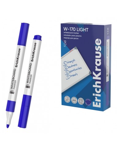 ErichKrause W-170 light Rotulador para Pizarra Blanca - Facil de Borrar - Punta Conica - Trazo de 2.5mm - Secado Rapido -