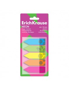 ErichKrause Neon Pack de 5 Blocs de 20 Marcadores de Pagina - Reposicionables - Plastico - 12X44mm - Colores Surtidos