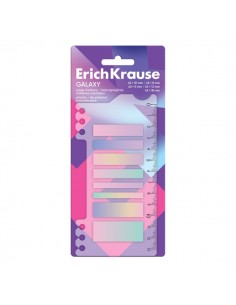ErichKrause Galaxy Pack de 8 Blocs de 20 Marcadores de Pagina - Reposicionables - Plastico - 5 Formatos Diferentes - Colores
