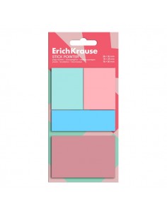 ErichKrause Pack de 4 Blocs de 20 Marcadores de Pagina - Reposicionables - Plastico - 3 Formatos Diferentes - Colores Surtidos
