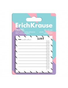 ErichKrause "To do list" Bloc de 20 Notas Adhesivas Reposicionables - Plastico - 73x73mm - Pegamento a Base de Agua - Color