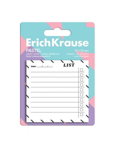 ErichKrause "To do list" Bloc de 20 Notas Adhesivas Reposicionables - Plastico - 73x73mm - Pegamento a Base de Agua - Color