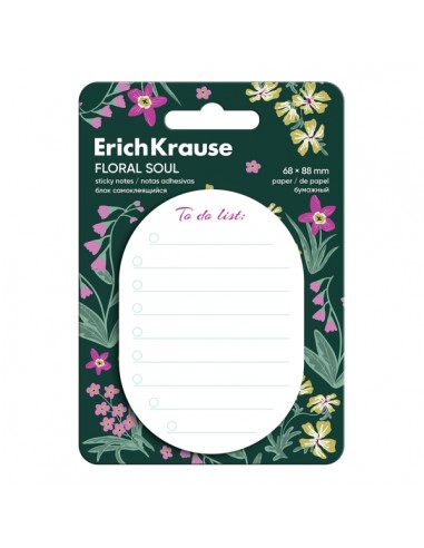 ErichKrause Floral Soul "To do list" Bloc de 60 Notas Adhesivas Reposicionables - Papel de 75g m2 - 68x88mm - Pegamento a