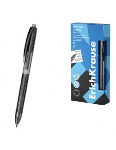 ErichKrause TipFlow Matic Original Boligrafo Retractil - Punta de 0.5mm - Cuerpo Transparente - Trazo 0.4mm - Color Negro