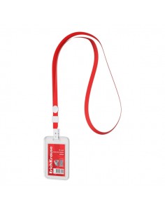 ErichKrause Funda para Tarjeta con Colgante - Orientacion Vertical - Polipropileno - Incluye Colgante Rojo - Formato 54x85mm
