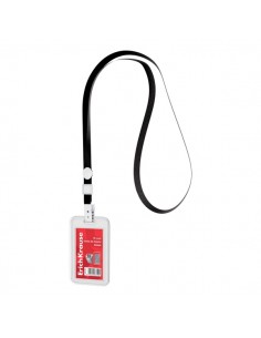 ErichKrause Funda para Tarjeta con Colgante - Orientacion Vertical - Polipropileno - Incluye Colgante Negro - Formato 54x85mm