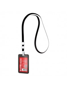 ErichKrause Funda para Tarjeta con Colgante - Orientacion Vertical - Plastico Abc - Incluye Colgante - Formato 54x85mm -