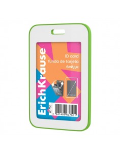 ErichKrause Neon Funda para Tarjeta - Orientacion Vertical - Polipropileno - Formato 54x85mm - Color Verde Blanco