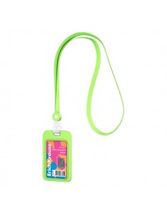 ErichKrause Neon Funda para Tarjeta con Colgante - Orientacion Vertical - Silicona - Incluye Colgante de 12mm - Formato