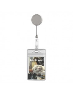 ErichKrause Big City Cats Funda para Tarjeta - Orientacion Vertical - Llavero Retractil - PVC Transparente - Formato 62x91mm