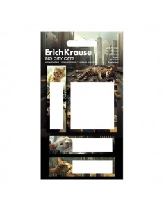 ErichKrause Big City Cats Pack de 4 Blocs de 20 Marcadores de Pagina - Reposicionables - Papel de 75g m2 - 3 Formatos