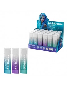 ErichKrause Prism Aquamarine Expositor con 24 Pegamentos en Barra - 13g - Adhesion Fuerte - Secado Rapido - Multisuperficie -