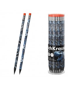 ErichKrause Techno Dino Lapiz de Grafito con Goma de Borrar - Mina HB - Cuerpo Triangular - Colores Surtidos