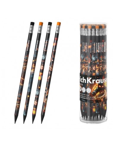 ErichKrause Mine Block Lapiz de Grafito con Goma de Borrar - Mina HB de 2.2mm - Cuerpo Triangular - Plastico - Agarre