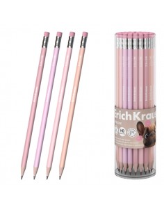 ErichKrause Frenchie Lapiz de Grafito con Goma de Borrar - Mina HB - Cuerpo Triangular - Agarre Ergonomico - Colores Surtidos