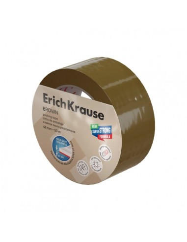 ErichKrause Brown Precinto de Embalar - 50 Metros - Ancho de 48mm - Pelicula de Polipropileno Biorientado - Resistente a la