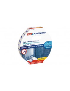 Tesa Powerbond Espejos Cinta Adhesiva de Doble Cara Especial para Espejos 19mm x 5m - Color Blanco