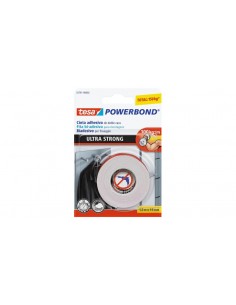 Tesa Ultra Strong Cinta Adhesiva de Doble Cara Ultra Fuerte 19mm x 1.5m - Color Blanco