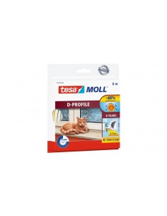 Tesa Moll Classic D-Perfil Burlete para Ventanas Perfil D 6m x 9mm x 4mm - Color Blanco