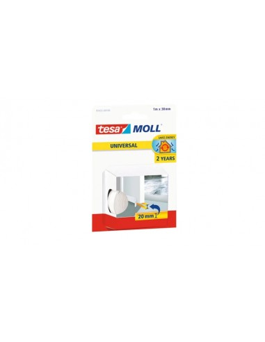 Tesa Moll Umbral Universal Aislante Multiusos 1m x 38mm - Fabricado en Espuma de PVC - Color Blanco