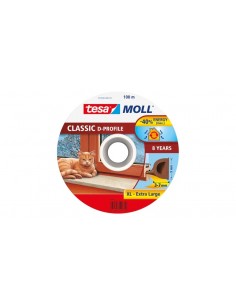 Tesa Moll Classic D-Perfil Burlete para Ventanas Perfil D 100m x 9mm x 4mm - Color Marron