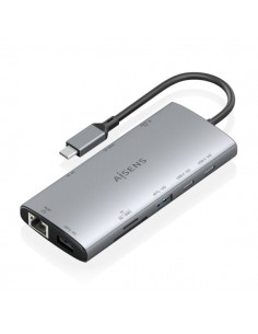 Aisens USB-C Dock 10 en 1 - USB-C a 1xHDMI - 1xDisplayport - 1xRJ45 - 1xUSB-A 5G - 2xUSB-C 10G - 1xUSB-C PD 100W - 1xSD -