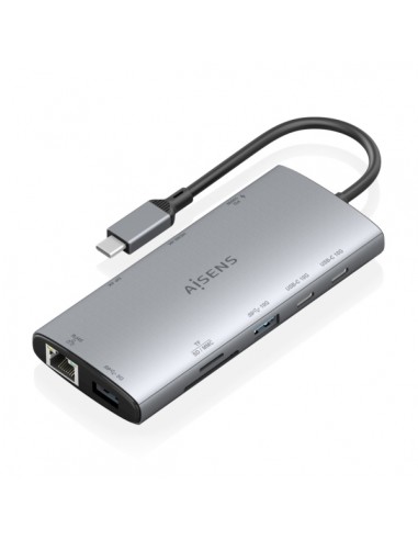 Aisens USB-C Dock 10 en 1 - USB-C a 1xHDMI - 1xDisplayport - 1xRJ45 - 1xUSB-A 5G - 2xUSB-C 10G - 1xUSB-C PD 100W - 1xSD -