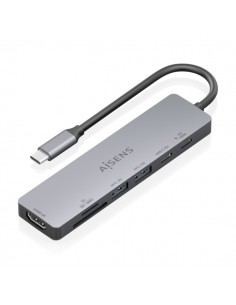 Aisens USB-C Dock 7 en 1 - USB-C a 1xHDMI - 2xUSB-A - 1xUSB-C - 1xUSB-C PD 100W - 1xSD - 1xMicroSD - 15cm - Color Gris