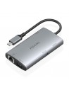 Aisens USB-C Dock 7 en 1 - USB-C a 2xHDMI 4K - 1xRJ45 - 2xUSB-A 3.0 - 1xUSB-C - 1xUSB-C PD 100W - 20cm - Color Gris