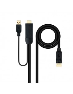 Nanocable Cable Conversor de Video - HDMI 2.0 a DisplayPort 1.2 - Longitud 1.8m - Macho a Macho - Alimentacion Adicional por