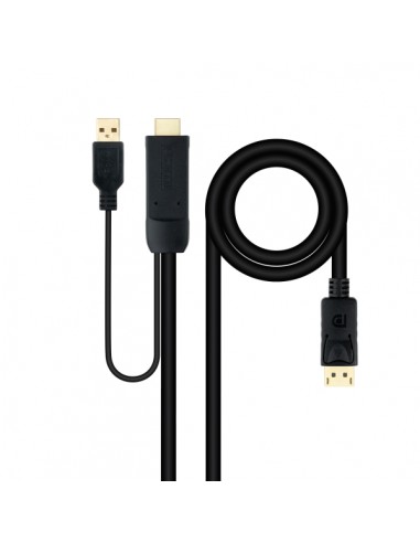 Nanocable Cable Conversor de Video - HDMI 2.0 a DisplayPort 1.2 - Longitud 1.8m - Macho a Macho - Alimentacion Adicional por