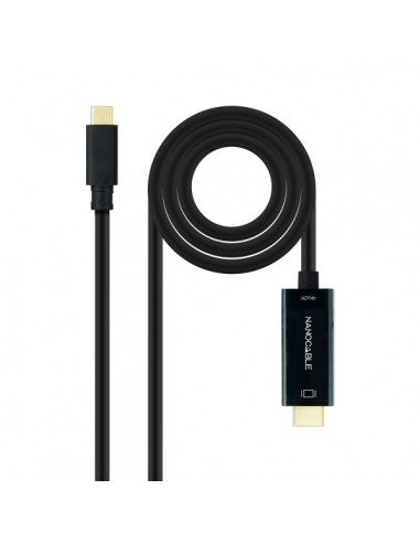 Nanocable Cable Conversor de Video - USB-C a HDMI 1.4 - 4K a 30Hz - Longitud 1.8m - Macho a Macho - Color Negro