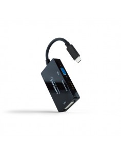 Nanocable Conversor de Video - USB-C a HDMI-DVI y VGA - 3 Salidas Simultaneas - 4K a 60Hz por HDMI - Modo SST y MST -