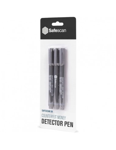 Safescan 30 Blister con 3 Boligrafos Detectores de Billetes Falsos - Verificacion en 2 Segundos - Tinta con Base de Yodo