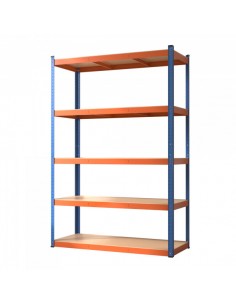 Blim Estanteria Metalica - 5 Baldas - 250kg por Balda - Montaje sin Tornillos - Tableros MDF - Pintura en Polvo -