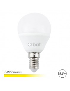 Elbat G45 Bombilla LED - Potencia 8.5W - Flujo Luminoso 1000lm - E14 - Temperatura de Color 3000K - Luz Calida - Apertura