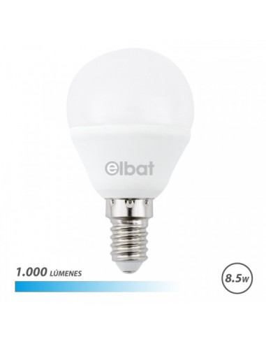 Elbat G45 Bombilla LED - Potencia 8.5W - Flujo Luminoso 1000lm - E14 - Temperatura de Color 6500K - Luz Fria - Apertura