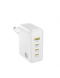 XO CE39 Cargador de Pared - 4 Puertos - 1x USB-C1 67W - 2x USB-C 30W - 1x USB-A 22.5W - Power Delivery - Color Blanco