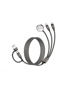 XO CX040 Cable de Carga 3 en 1 - Adaptador USB-A - USB-C 100W - Lightning 12W - Compatible con Smartwatch - Transferencia de